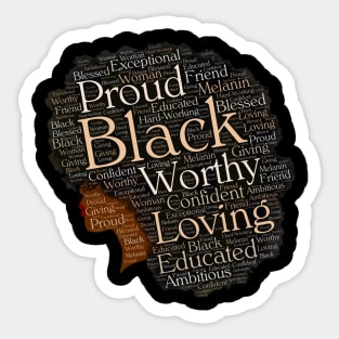 Proud Black Woman Words in Afro Sticker